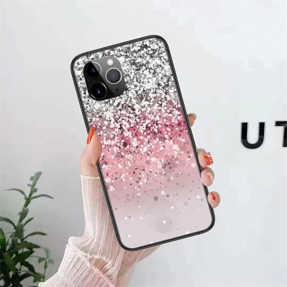 Going Cheap Enjoy Silver Pink Glitter Art 2022 для iPhone 13 12 11 Pro Max 6X8 6S 7 Plus XS XR Mini 5S SE P 6P Black Hoesjes |