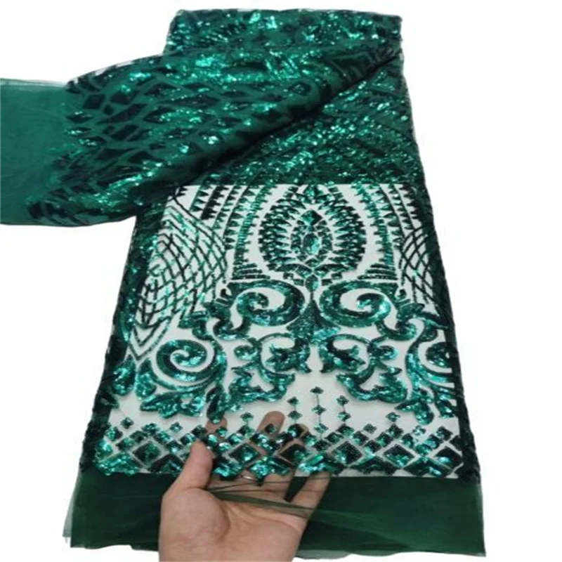 Green African Lace Fabric 2022 High Quality French Mesh Lace Fabric With Sequins Nigerian Lace Fabrics For Wedding Dress
Green African Lace Fabric 2022 High Quality French Mesh Lace Fabric With Sequins Nigerian Lace Fabrics For Wedding Dress