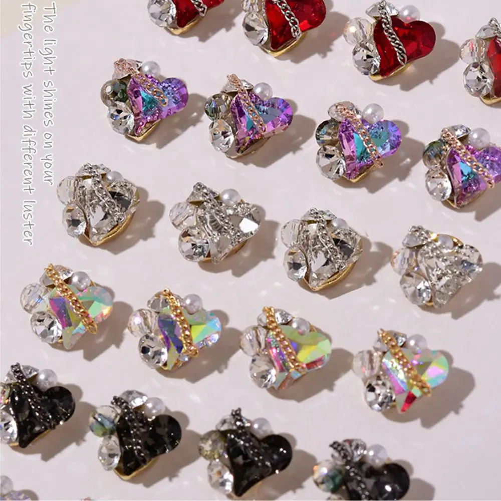 

Shining Manicure Supplies Nail Charm Diamond Rhinestone Pile Chain Nail Art Drill Loving Heart Crystal