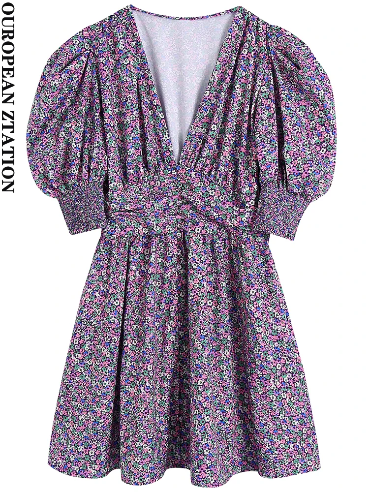 PAILETE Women 2022 fashion floral print pleats mini dress vintage v neck short sleeve female dresses vestidos mujer
PAILETE Women 2022 fashion floral print pleats mini dress vintage v neck short sleeve female dresses vestidos mujer