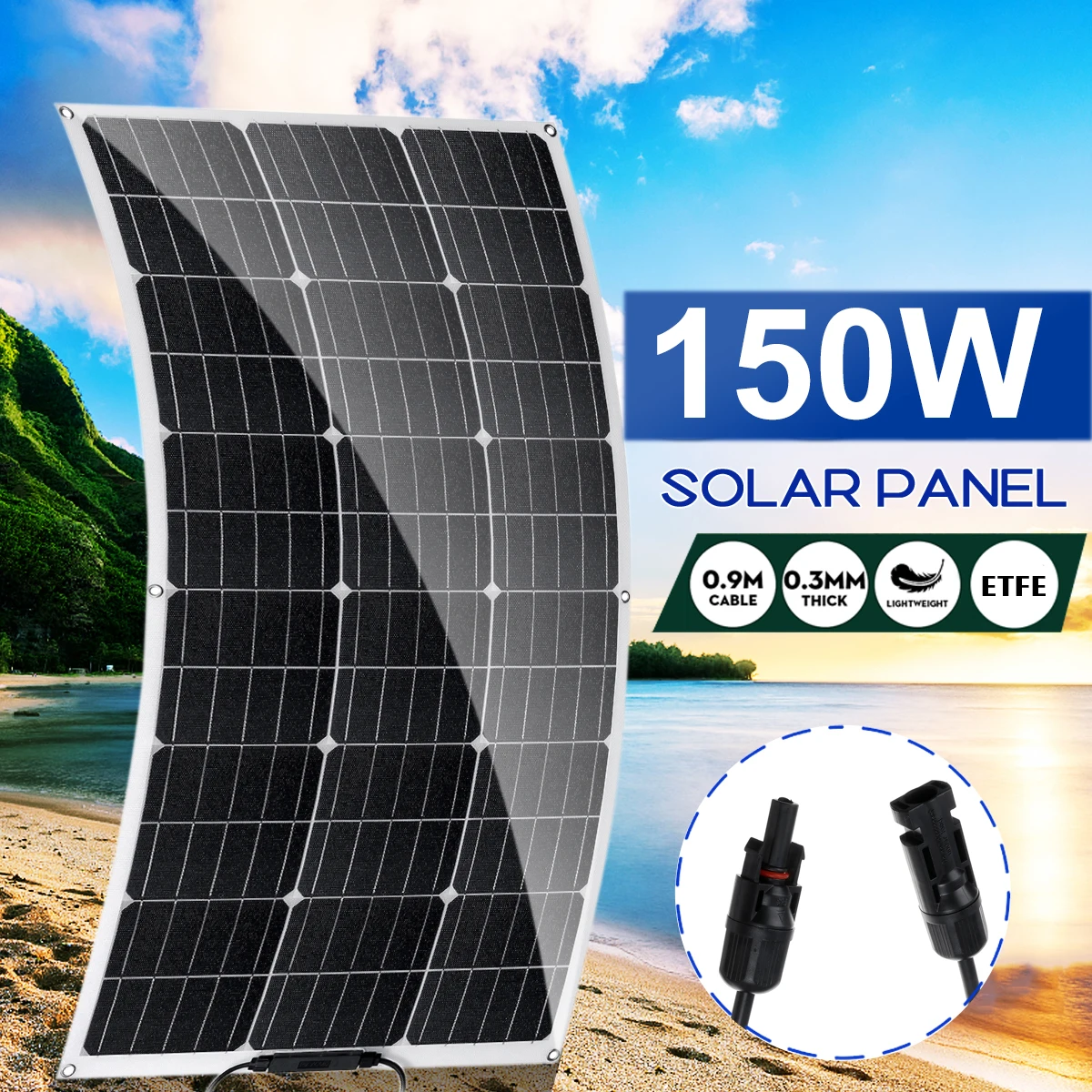 150W 18V Solar Panel high efficiency Monocrystalline portable flexible waterproof emergency charging outdoor Rechargeable power
150W 18V Solar Panel high efficiency Monocrystalline portable flexible waterproof emergency charging outdoor Rechargeable power