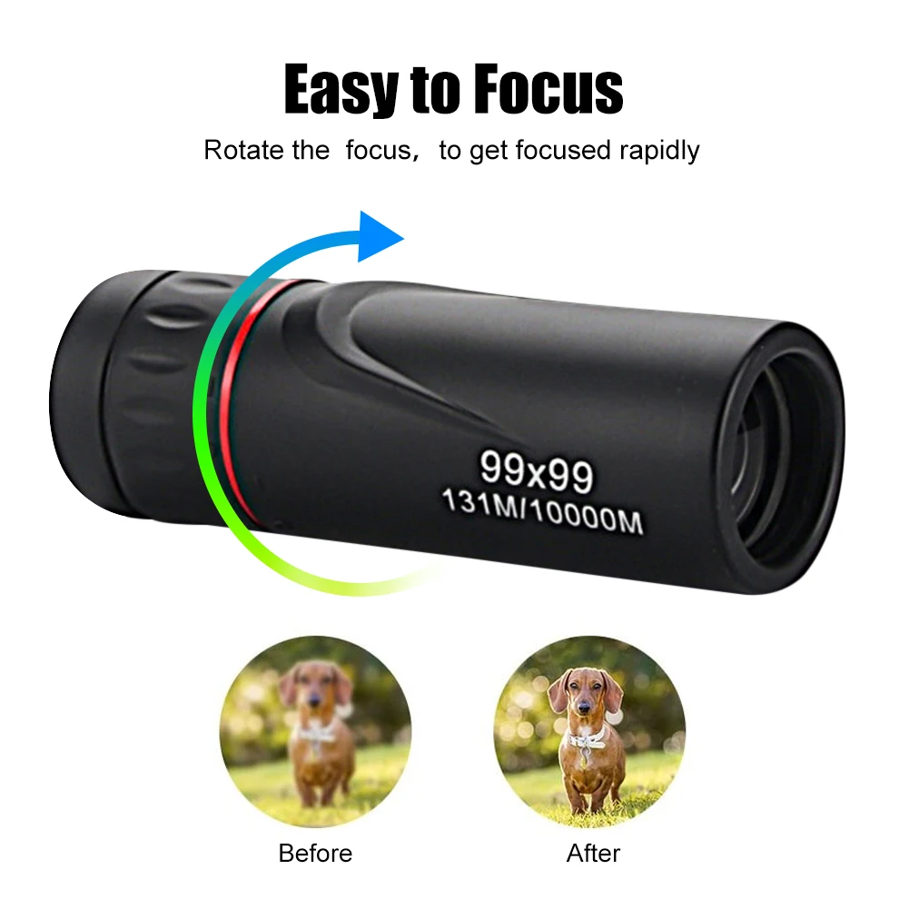 99x99 High Magnification HD Monocular Telescope Low Light Night Vision Non-infrared Pocket Monocular For Travel Hunting
99x99 High Magnification HD Monocular Telescope Low Light Night Vision Non-infrared Pocket Monocular For Travel Hunting