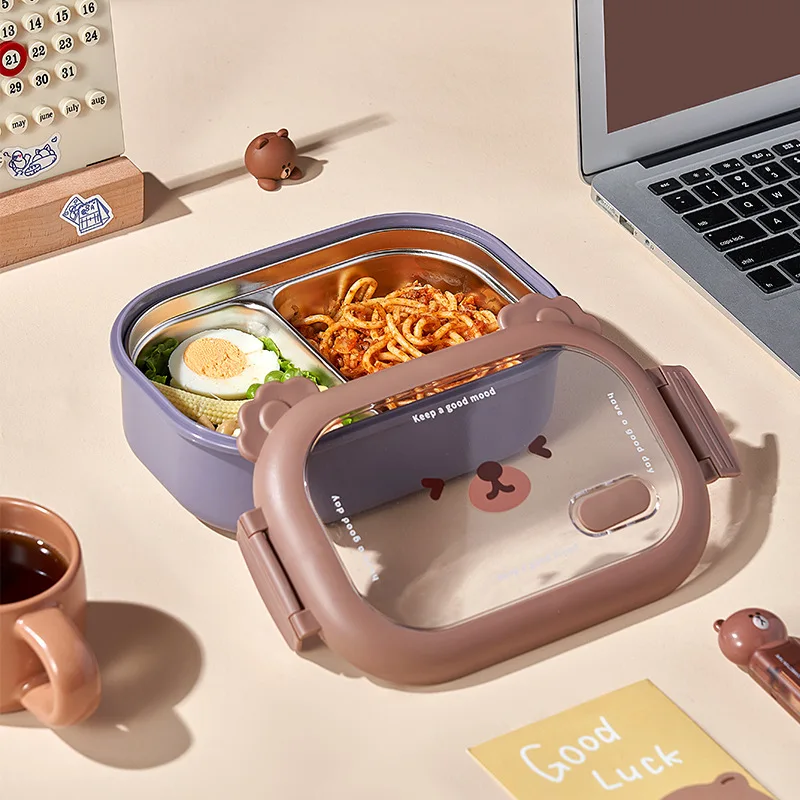 Cartoon Bear Lunch Box Portable Leakproof Bento Box Sealed Food Container Lunchbox Microwavable Dinnerware Stainless Steel
Cartoon Bear Lunch Box Portable Leakproof Bento Box Sealed Food Container Lunchbox Microwavable Dinnerware Stainless Steel