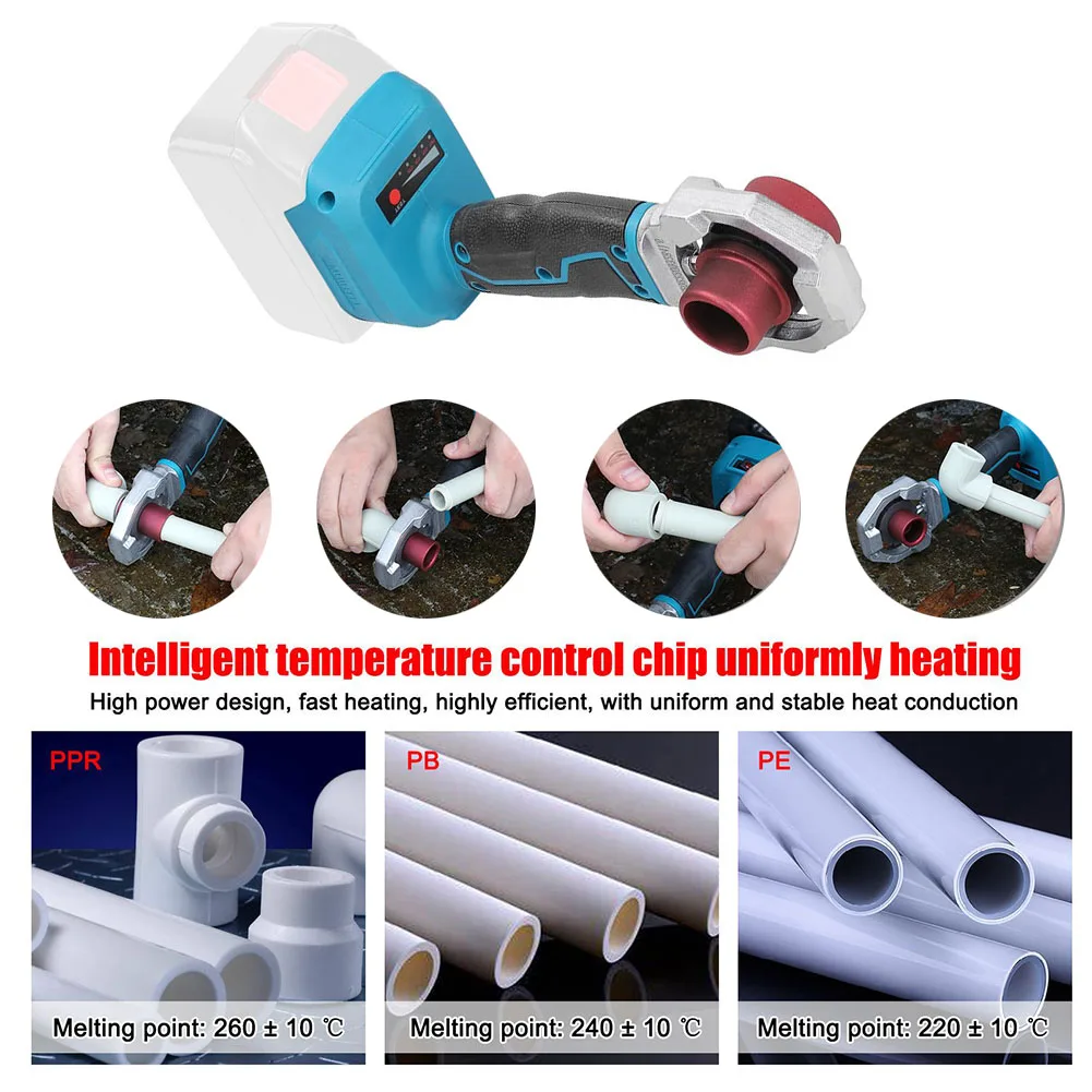 18V Battery Powered Cordless PE/PPR Water Pipe Melter 120W Plastic Welding Machine 8.78 * 2.91 * 3.74in Water Pipes Melting
18V Battery Powered Cordless PE/PPR Water Pipe Melter 120W Plastic Welding Machine 8.78 * 2.91 * 3.74in Water Pipes Melting