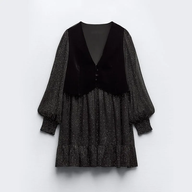 Women's Vest Patchwork Dress Elegant Design Temperament Long Sleeve Vest Dress Female Fashion Mid-length Dress
Women's Vest Patchwork Dress Elegant Design Temperament Long Sleeve Vest Dress Female Fashion Mid-length Dress
