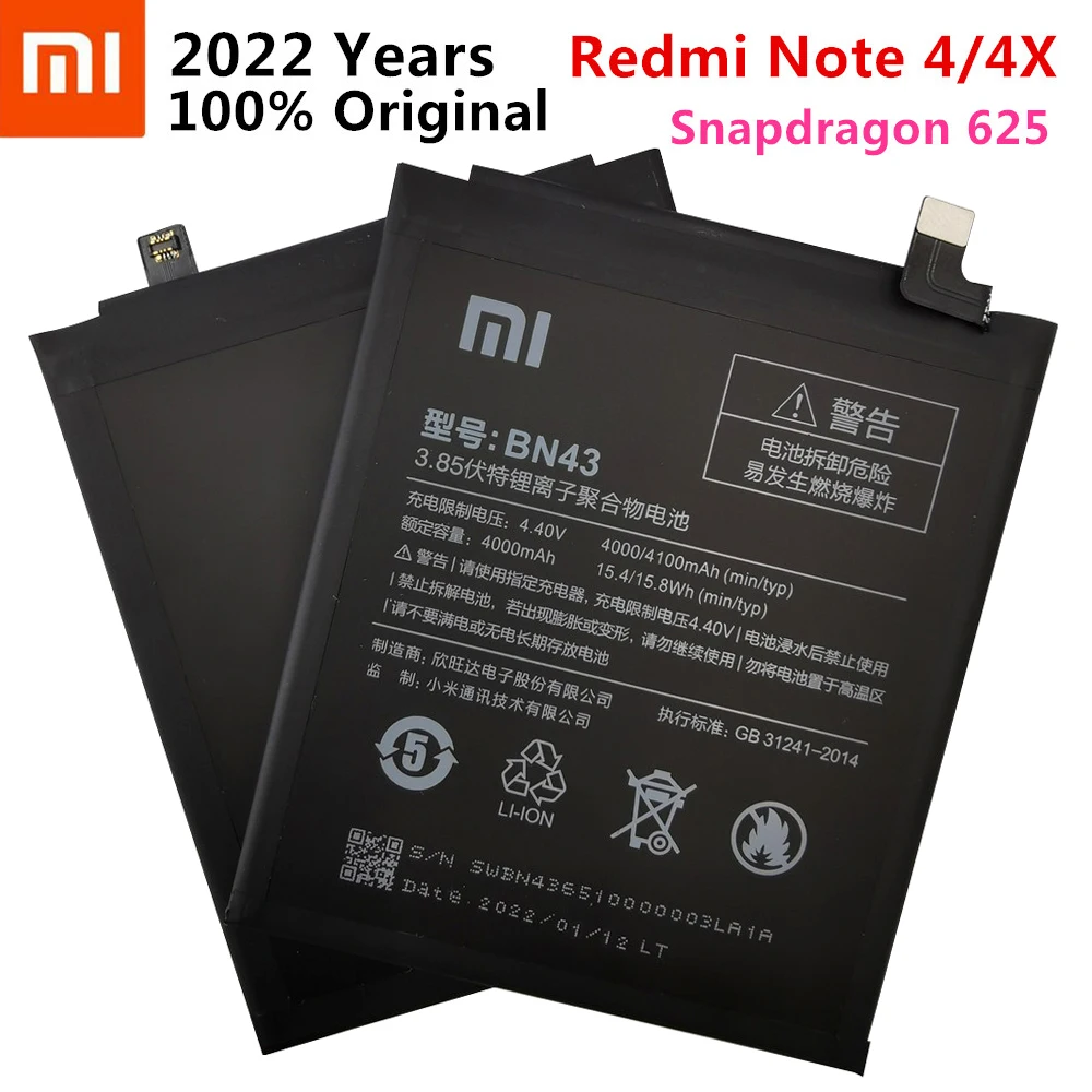 2022 100% Orginal BN43 4000mAh For Xiaomi Redmi Note 4X / Note 4 global Snapdragon 625 High Quality BN43 Battery
2022 100% Orginal BN43 4000mAh For Xiaomi Redmi Note 4X / Note 4 global Snapdragon 625 High Quality BN43 Battery