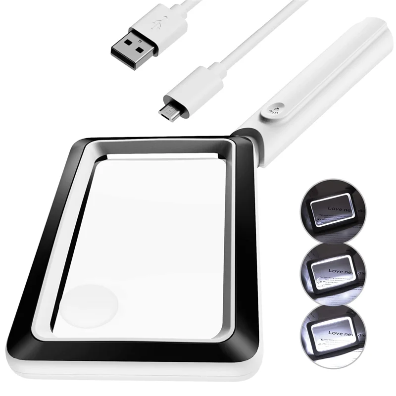 4X Rechargeable Magnifying Glass with Light 20LEDs, Handheld Rectangular Page Lighted Magnifier, 3 Brightness Modes
4X Rechargeable Magnifying Glass with Light 20LEDs, Handheld Rectangular Page Lighted Magnifier, 3 Brightness Modes