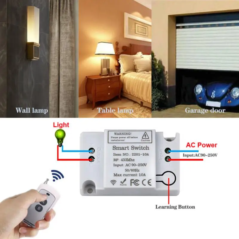 Mini Wireless Smart Switch RF 433Mhz Wall Panel Switch With Remote Control Wiring-free Panel Lighting Control Relay Receiver
Mini Wireless Smart Switch RF 433Mhz Wall Panel Switch With Remote Control Wiring-free Panel Lighting Control Relay Receiver