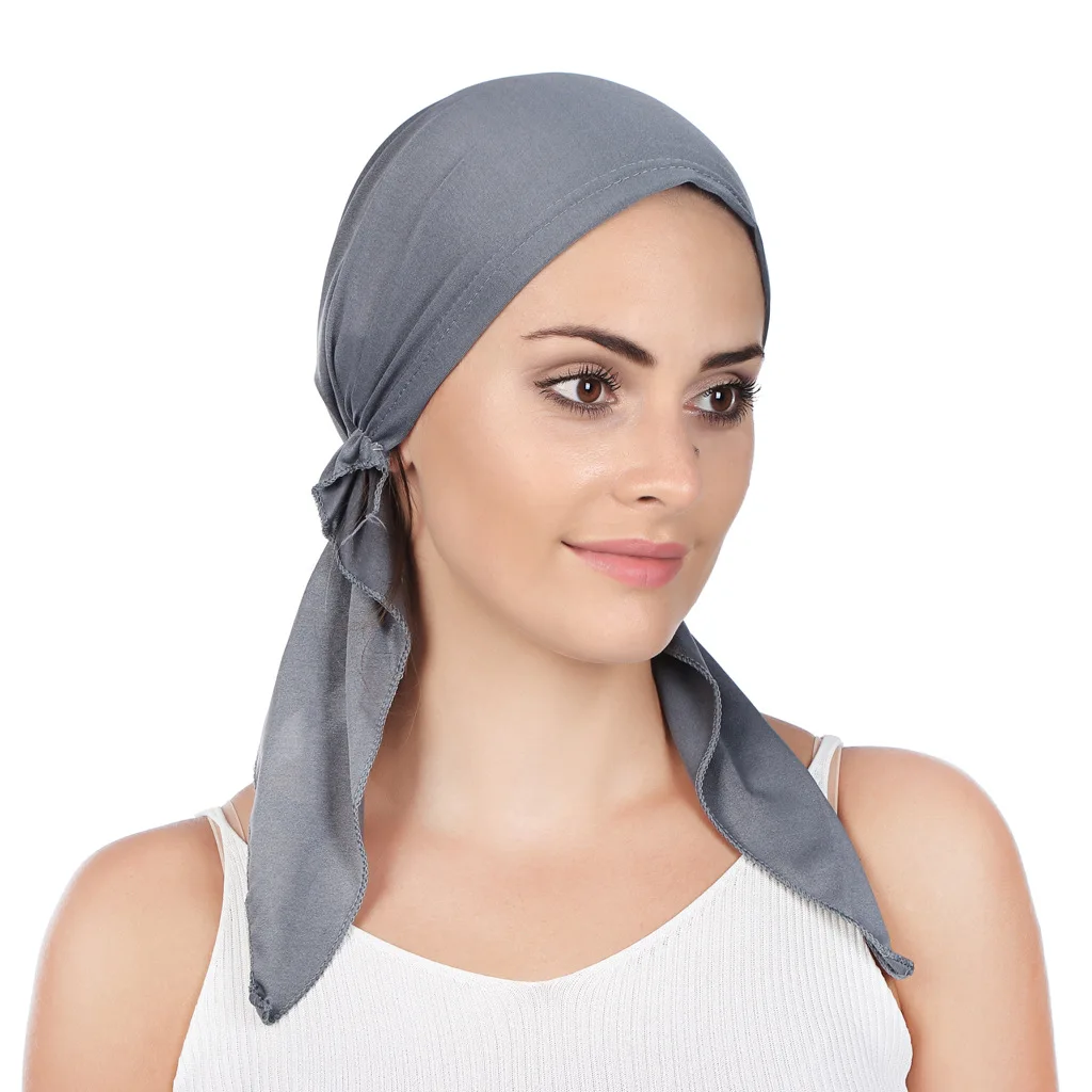 Muslim Women Solid Color Turban Hat Pre-tied Long Tail Headscarf Elastic Female Hair Cover Head Wrap Headwear Stretch Bandana
Muslim Women Solid Color Turban Hat Pre-tied Long Tail Headscarf Elastic Female Hair Cover Head Wrap Headwear Stretch Bandana