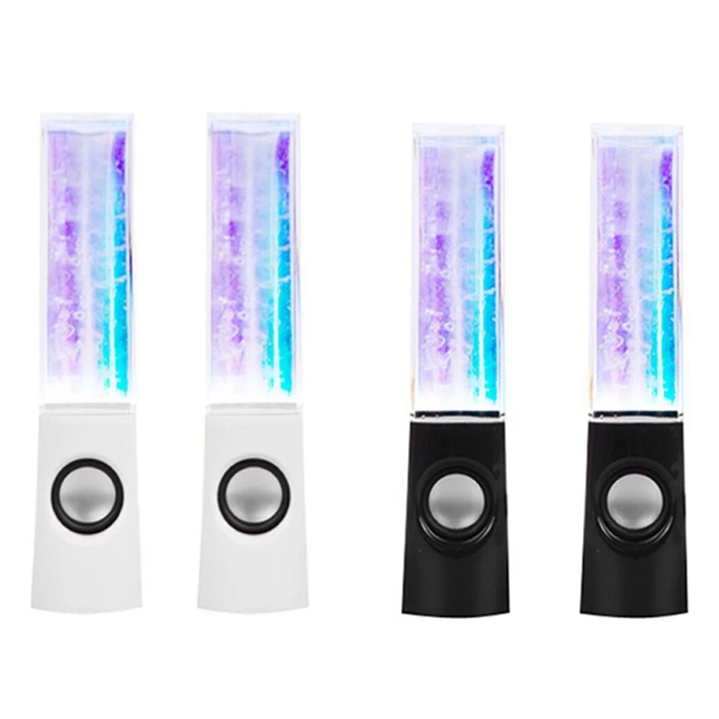 

New 4PCS LED Light Speakers Dancing Water Music Fountain Light For PC Laptop For Phone Desk Stereo Speaker White & Black