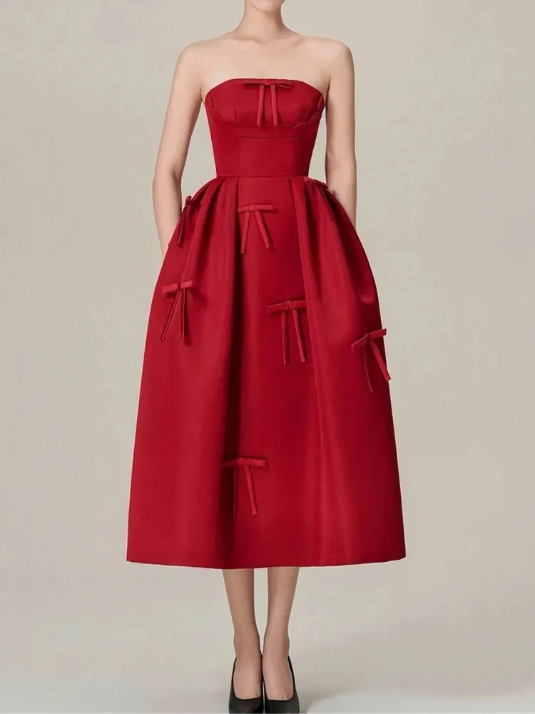 High-Quality Luxury Design Runway Summer Dress Women Strapless Sleeveless High Waist Bow Party Dresses Female New Clothing
High-Quality Luxury Design Runway Summer Dress Women Strapless Sleeveless High Waist Bow Party Dresses Female New Clothing
