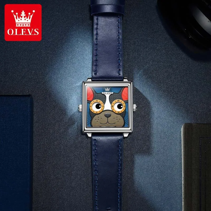 OLEVS Trendy Grate Quality Corium Strap Watch for Men Quartz Waterproof Fashion Wristwatch Cartoon Dog Watches 
OLEVS Trendy Grate Quality Corium Strap Watch for Men Quartz Waterproof Fashion Wristwatch Cartoon Dog Watches