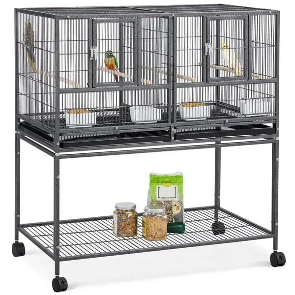 Rolling Metal Divided Breeder Cage Stackable Wide bird cage with stand for Small Birds Lovebirds Finch Canaries Parakeets Cockat
Rolling Metal Divided Breeder Cage Stackable Wide bird cage with stand for Small Birds Lovebirds Finch Canaries Parakeets Cockat