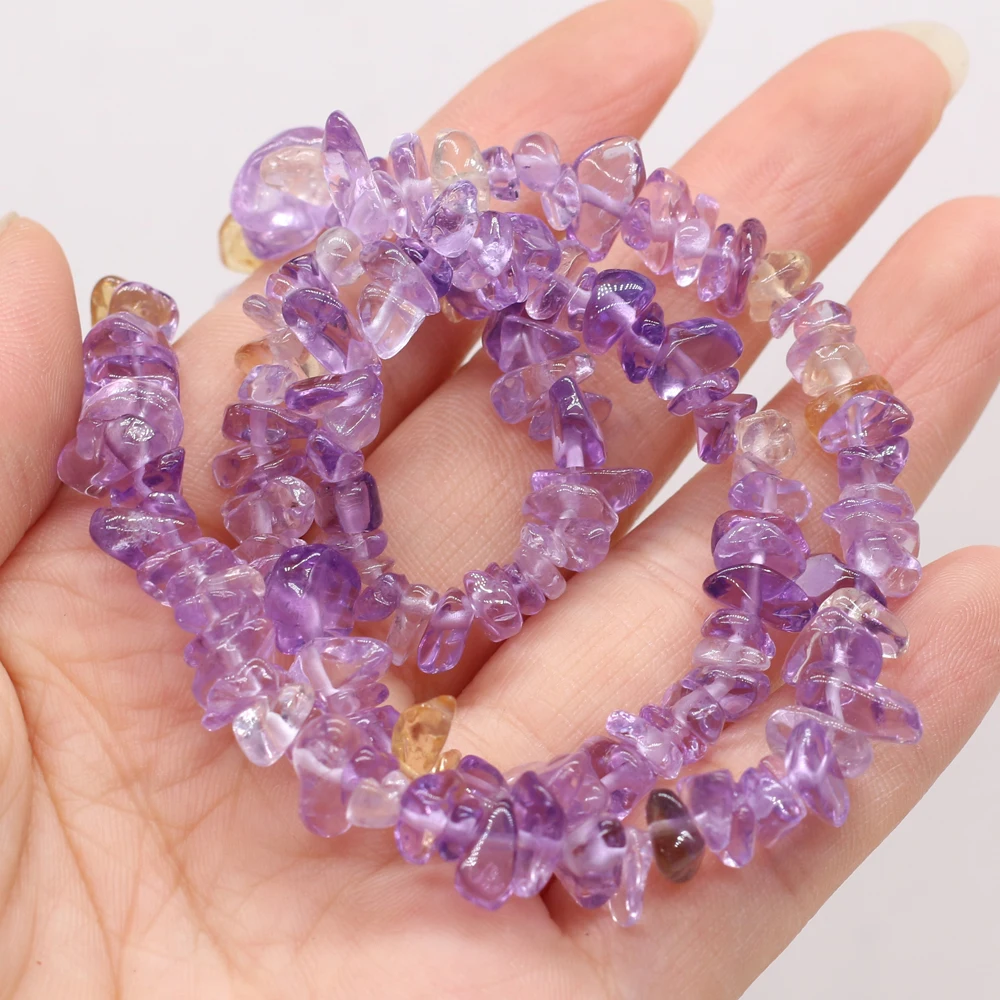 

Natural Semi-precious Stone Amethyst Crushed Stone Beads For DIY Necklace Bracelet Jewelry Gift Length40cm