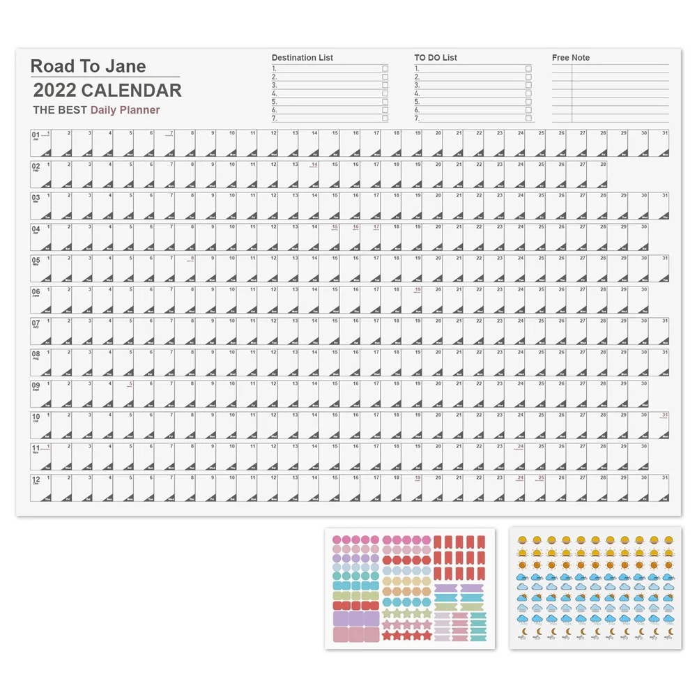2022 Annual Plan Calendar Daily Schedule with Stickers 365 Days Wall Planner Kawaii Stationery Planning Learning Supplies
2022 Annual Plan Calendar Daily Schedule with Stickers 365 Days Wall Planner Kawaii Stationery Planning Learning Supplies
