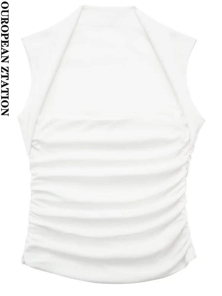 PAILETE Women 2023 fashion draped crop tank tops vintage straight neck sleeveless female camis mujer 
PAILETE Women 2023 fashion draped crop tank tops vintage straight neck sleeveless female camis mujer