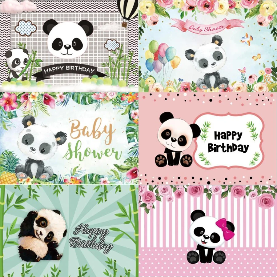

Photography Backdrops Panda Birthday Party Bamboo Cartoon Poster Baby Newborn Portrait Photo Backgrounds Photocall Photo Studio