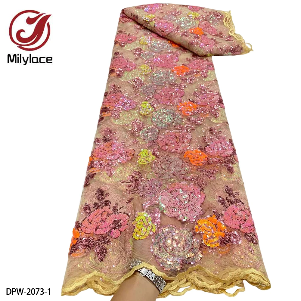 African Lace Frabric High Quality French Lace Sequins Embroidered Lace Fabric for Wedding Dress DPW-2073
African Lace Frabric High Quality French Lace Sequins Embroidered Lace Fabric for Wedding Dress DPW-2073