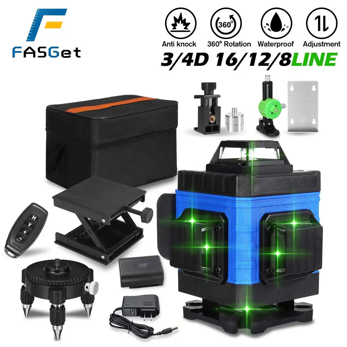 16 Lines 4D Laser Level Green Line Self-Leveling 360° Horizontal And Vertical Cross Super Powerful Green Beam Line Laser Level
16 Lines 4D Laser Level Green Line Self-Leveling 360° Horizontal And Vertical Cross Super Powerful Green Beam Line Laser Level