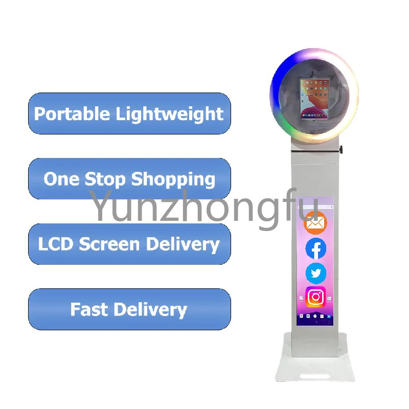 

LED Ring Light IPad Photo Booth Shell Stand 360 Surface Portable Mirror Photo Booth Photobooth Kiosk Selfie Digital Photo Booth
