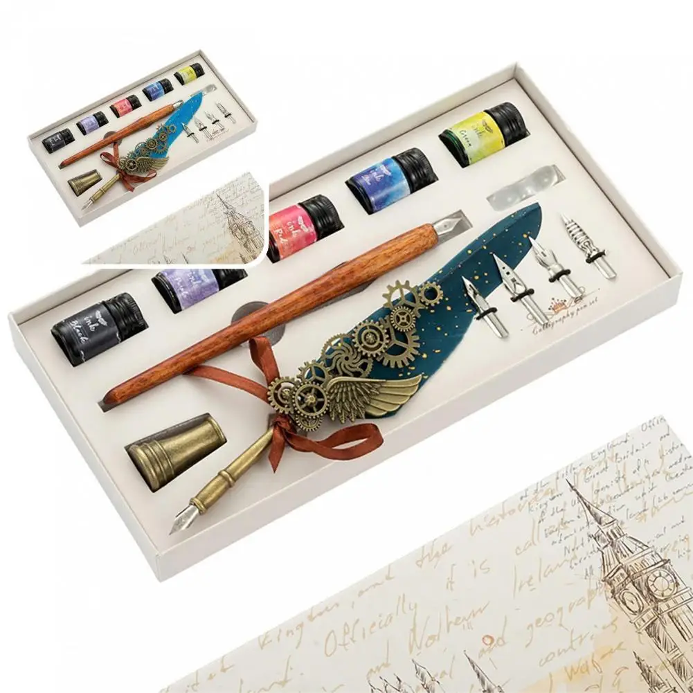 Eco-friendly 1 Set Useful High Quality Gift Feather Dip Pen Set Wood Feather Pen Kit Fracture Resistance for Study Room
Eco-friendly 1 Set Useful High Quality Gift Feather Dip Pen Set Wood Feather Pen Kit Fracture Resistance for Study Room