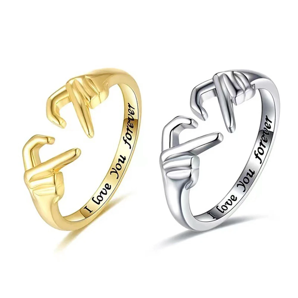 Creative Designer Double Hand Heart Couple Rings for Women Love Hug Hand Wedding Ring Valentine's Day Gift Adjustable Jewelry
Creative Designer Double Hand Heart Couple Rings for Women Love Hug Hand Wedding Ring Valentine's Day Gift Adjustable Jewelry