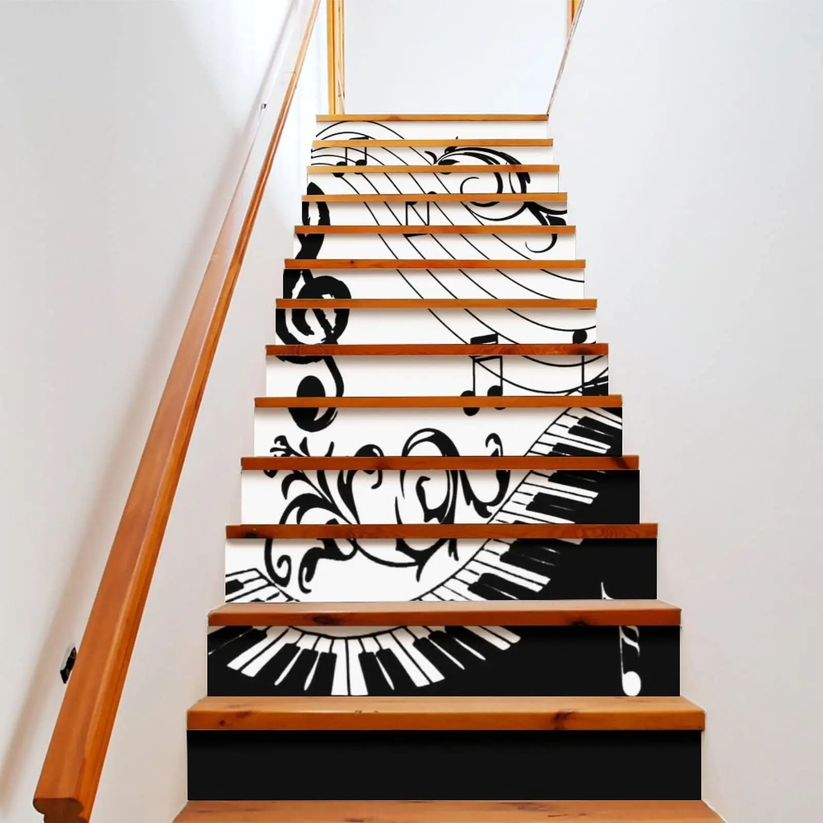 

Music Stair Stickers Black and White Piano Keys Stairway Decals Musical Instrument Self-adhesive Staircase Murals Indoor Decor