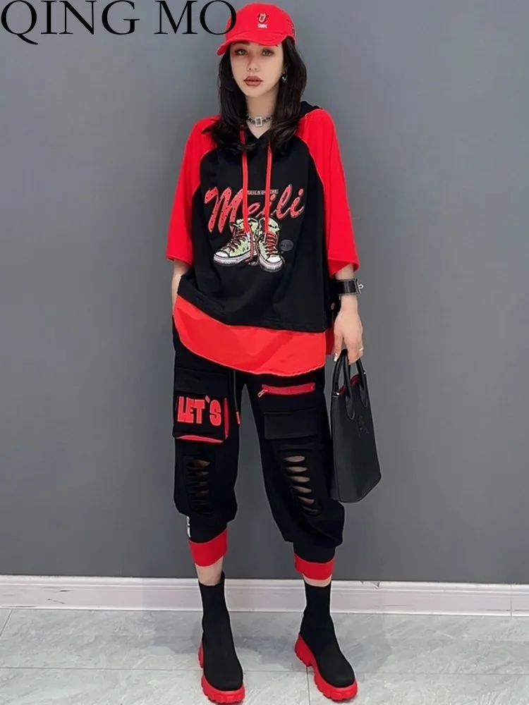 QING MO 2023 Summer New Korean Casual Matching Suit Color Block Hooded Top + Jeans Two Piece Set Women ZXF2469
QING MO 2023 Summer New Korean Casual Matching Suit Color Block Hooded Top + Jeans Two Piece Set Women ZXF2469