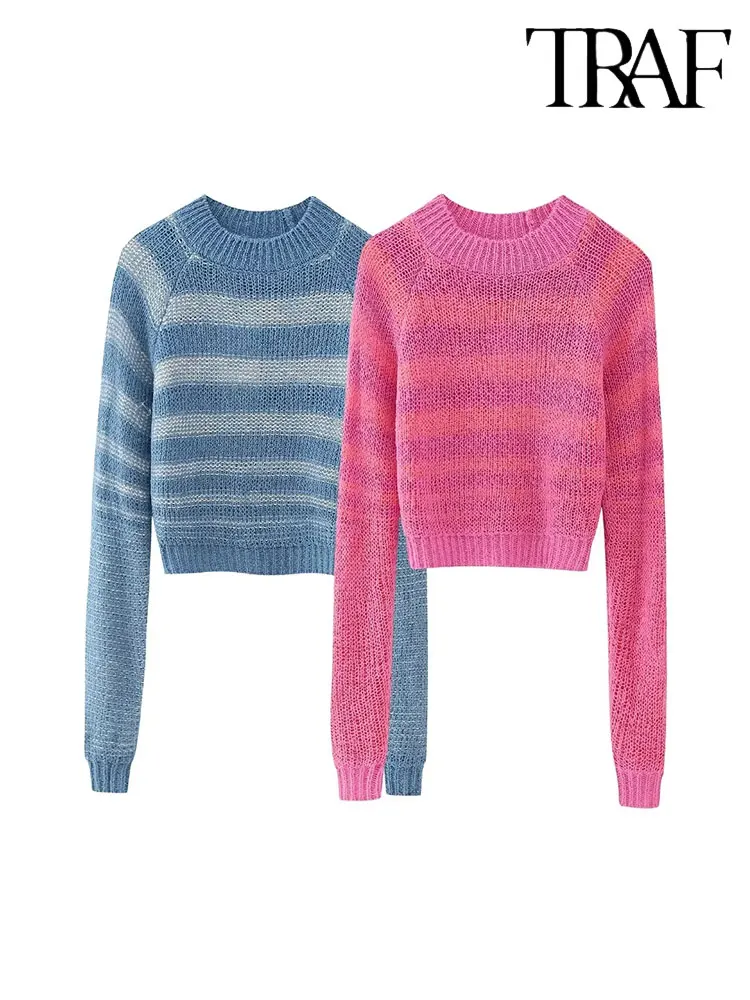 TRAF 2023 Autumn Winter Women Stripe Contrast Short Knitted Sweater Fashion Long Sleeve Vintage O-Neck Causal Pullover Slim Top
TRAF 2023 Autumn Winter Women Stripe Contrast Short Knitted Sweater Fashion Long Sleeve Vintage O-Neck Causal Pullover Slim Top
