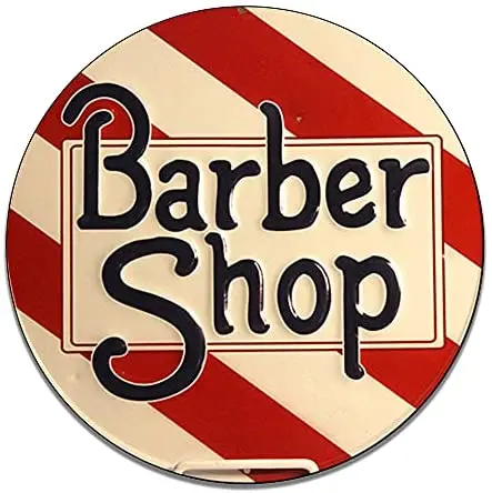 

Brotherhood Barber Shop Spiral Pole Haircut Scissors Salon Welcome Store On Duty Garage Signs Metal Vintage Style Decor