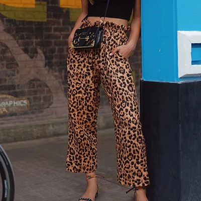 Women Fall Summer Leopard Elastic High Waist Flare Trousers Frill Loose Long Pants Female New Wide Leg Pants StreetWear Bottoms
Women Fall Summer Leopard Elastic High Waist Flare Trousers Frill Loose Long Pants Female New Wide Leg Pants StreetWear Bottoms