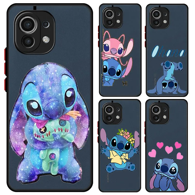 

Disney Cute Say Hi Angel and Stitch Shockproof Hard Matte Case For Xiaomi Mi 11 10 10T Lite 11i 11X 10T Pro 9T Note 10 Shell