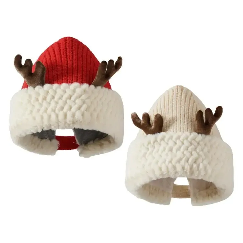 

Рождественская вязаная шапка с рогами, мягкая Шапка-бини с Санта-Клаусом, фотосессия, подарок для взрослых и детей, зимняя теплая Оригинальная шапка с высоким уровнем внешнего вида, Лидер продаж