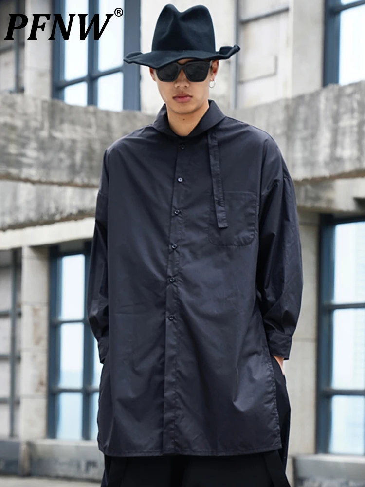 PFNW Darkwear Style Loose Vertical Collar Shirt Coat Hem Split Long Sleeve Men Medium Length Shirts Simple Fashion Tops 12A4601
PFNW Darkwear Style Loose Vertical Collar Shirt Coat Hem Split Long Sleeve Men Medium Length Shirts Simple Fashion Tops 12A4601