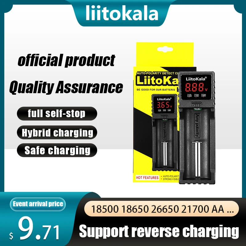 liitokala S2 18650 26650 21700 single slot lithium battery charger set 3.7V multi-function 4.2V USB Ni-MH 1.2V AAA
liitokala S2 18650 26650 21700 single slot lithium battery charger set 3.7V multi-function 4.2V USB Ni-MH 1.2V AAA