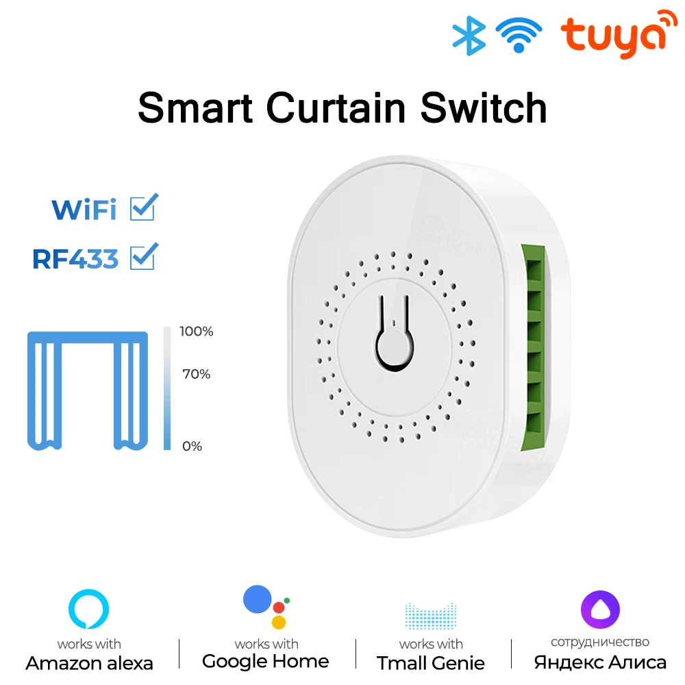 Tuya WiFi + RF433 Blind Roller Curtain Switch Module Tubular Motor Remote Control Works with Alexa and Google Home Yandex Alice
Tuya WiFi + RF433 Blind Roller Curtain Switch Module Tubular Motor Remote Control Works with Alexa and Google Home Yandex Alice