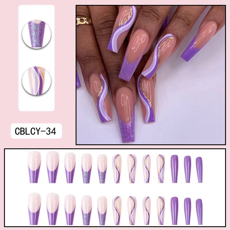 24pcs Wearable Fake Nails Purple French Coffin Tips Long Ballerina Press on Nails Art Decorations Acrylic Manicure DIY Accessory
24pcs Wearable Fake Nails Purple French Coffin Tips Long Ballerina Press on Nails Art Decorations Acrylic Manicure DIY Accessory