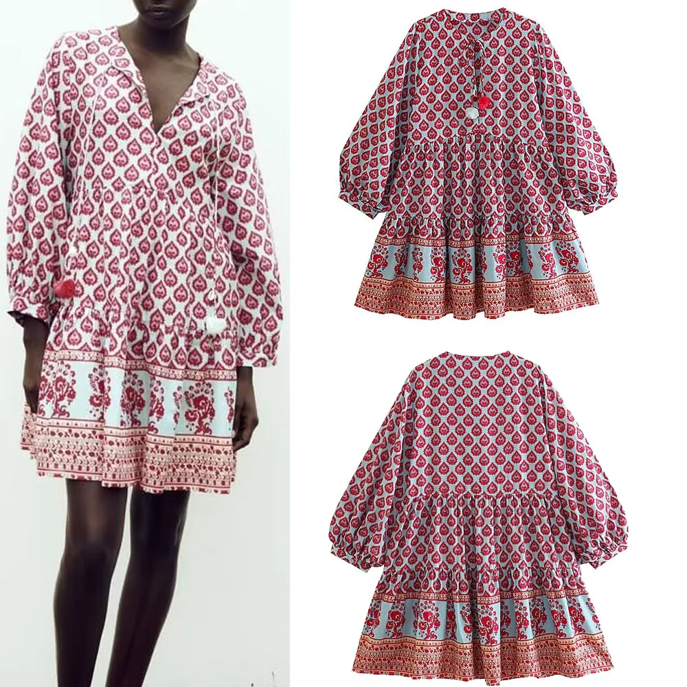 New women's temperament fashion casual Ruili sweet and elegant printed loose round neck short dress
New women's temperament fashion casual Ruili sweet and elegant printed loose round neck short dress