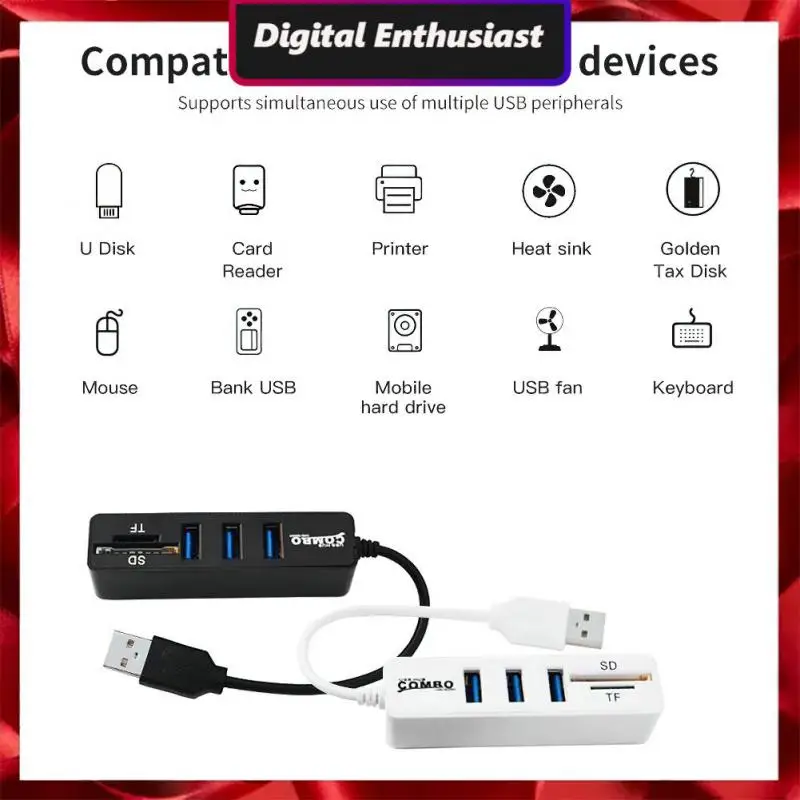 Portable Power Adapter Four Port Small Usb Hub Docking Station Multi Splitter Adapter Computer Accessories Sd/tf Card Reader Abs
Portable Power Adapter Four Port Small Usb Hub Docking Station Multi Splitter Adapter Computer Accessories Sd/tf Card Reader Abs