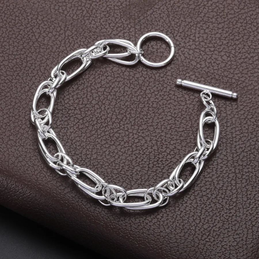 925 Sterling silver bracelets Chain for men women noble wedding gift party Fine jewelry Christmas gifts 8inch 20Cm
925 Sterling silver bracelets Chain for men women noble wedding gift party Fine jewelry Christmas gifts 8inch 20Cm