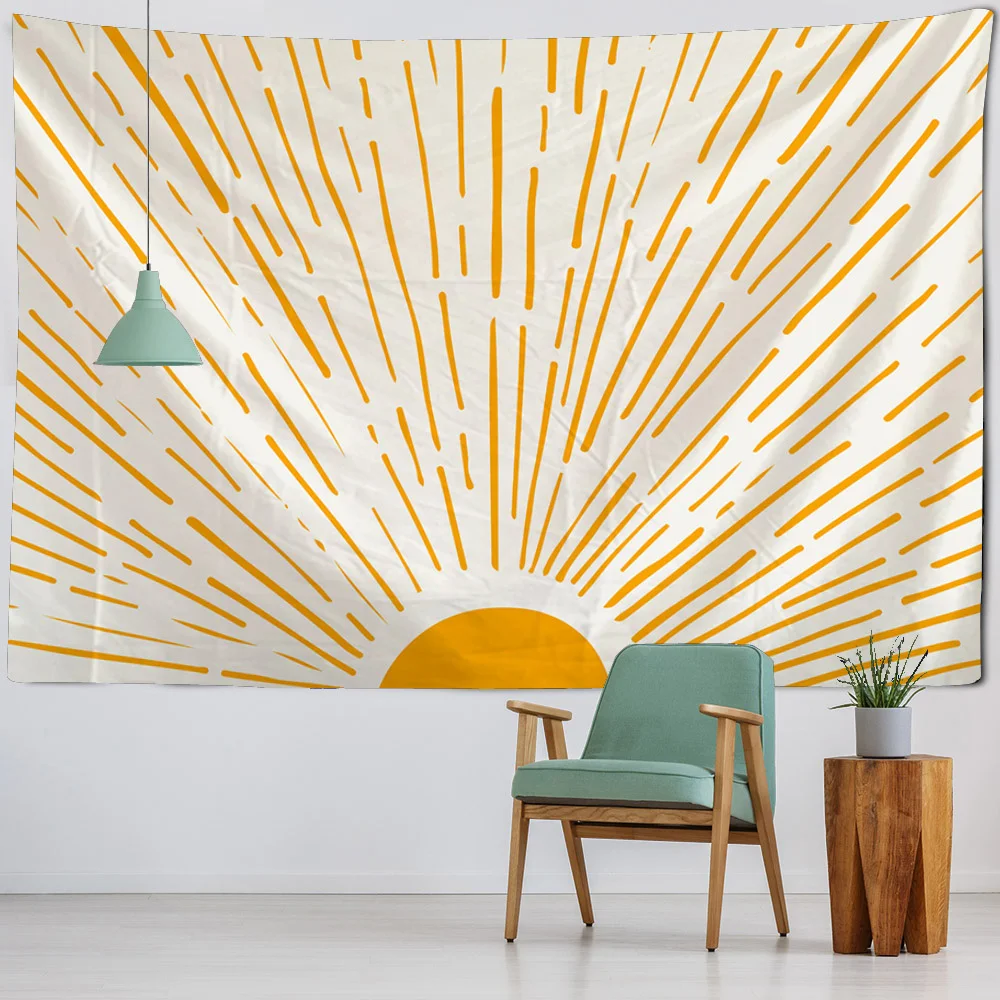 

Bohemian sun tapestry retro waves sunrise hippie wall hanging minimalist art decoration living room dormitory fabric blanket
