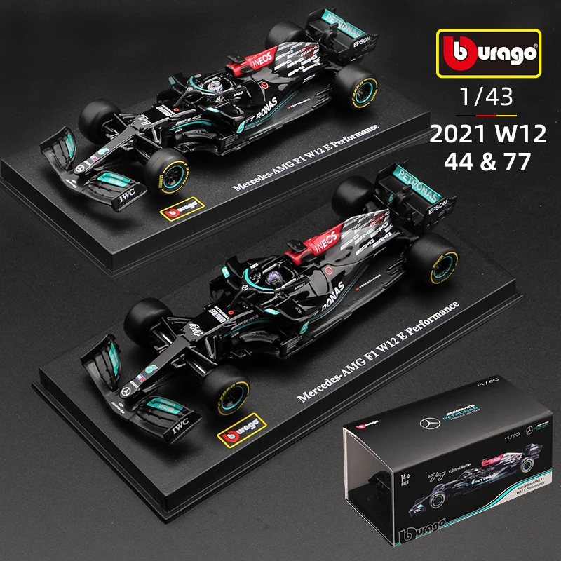 

Bburago 1:43 Mercedes F1 W12 E Performance #44 #77 Alloy Luxury Vehicle Diecast Cars Model Toy Collection Gift 2021