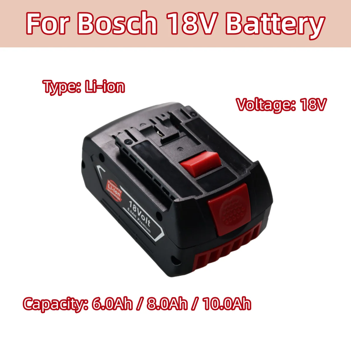 18V 6.0Ah/8.0Ah/10.0Ah Li-ion Electric Drill Battery Rechargeable For Bosch BAT609 BAT609G BAT618 BAT618G BAT614
18V 6.0Ah/8.0Ah/10.0Ah Li-ion Electric Drill Battery Rechargeable For Bosch BAT609 BAT609G BAT618 BAT618G BAT614