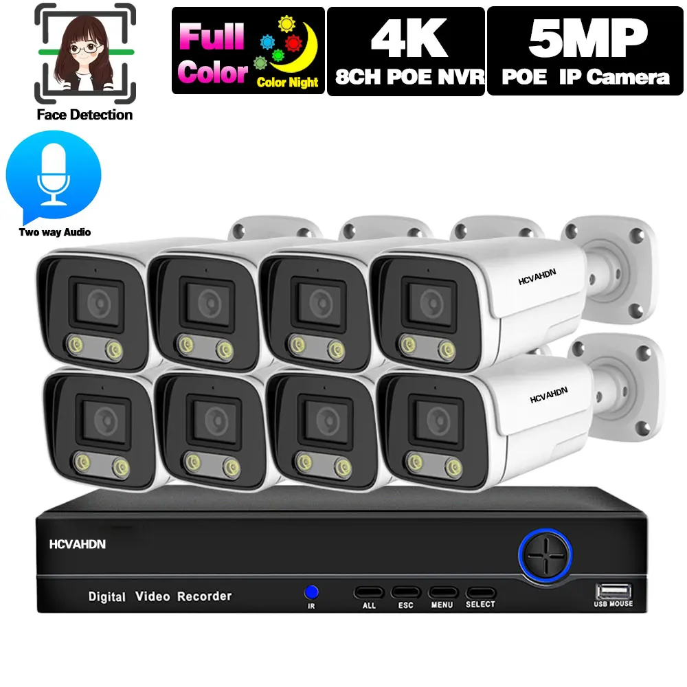 Color Night Vision 8CH 4K POE NVR Kit 5MP POE Security Camera System Set Outdoor Street CCTV IP Camera Video Surveillance Kit
Color Night Vision 8CH 4K POE NVR Kit 5MP POE Security Camera System Set Outdoor Street CCTV IP Camera Video Surveillance Kit