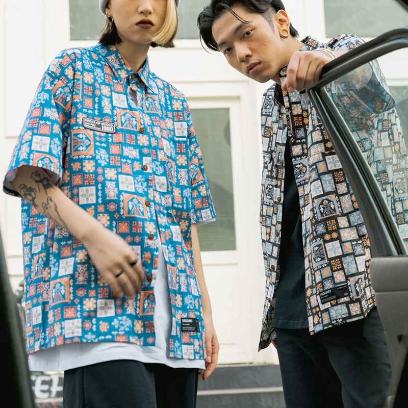 National Wind Restoring Ancient Ways Popular Logo Printing Short Sleeve Shirt Male Full Summer Streets Loose Casual Shirt Jacket
National Wind Restoring Ancient Ways Popular Logo Printing Short Sleeve Shirt Male Full Summer Streets Loose Casual Shirt Jacket