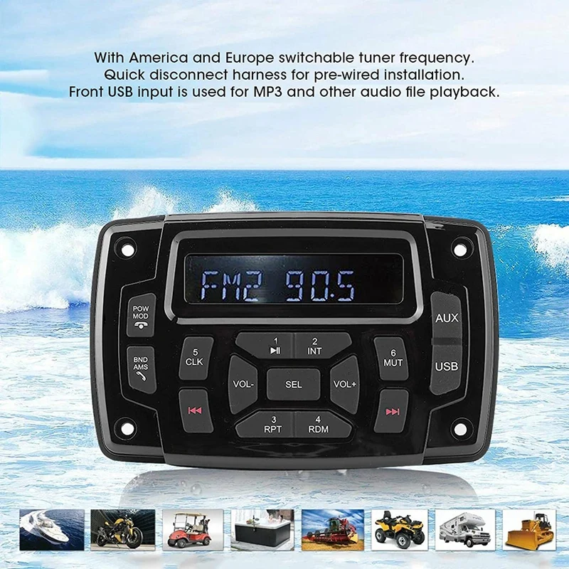 Морской Bluetooth-приемник, mp3-плеер, 12 В FM AM-приемник, стерео-приемник для морской лодки, Морской Стерео
Морской Bluetooth-приемник, mp3-плеер, 12 В FM AM-приемник, стерео-приемник для морской лодки, Морской Стерео