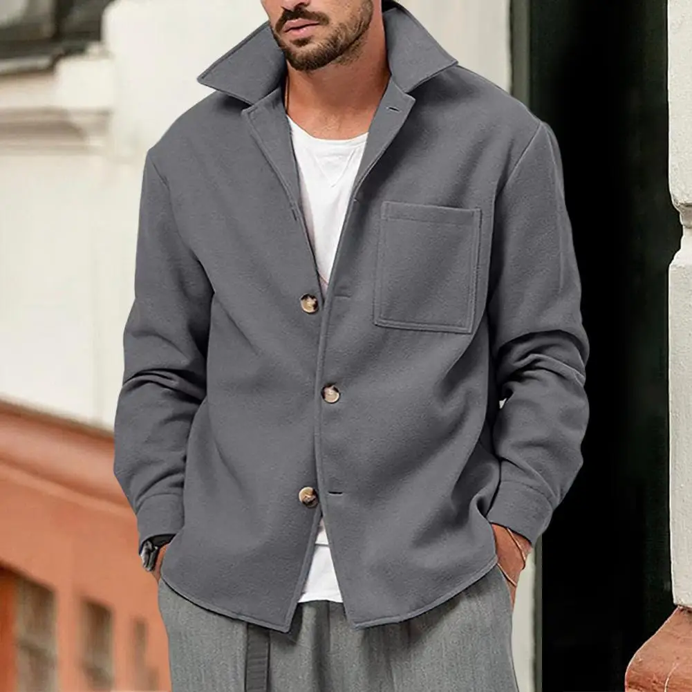 Men Coat Turn-down Collar Loose Fit Single-breasted Pocket Design Keep Warm Solid Color Male Casual Overcoat Winter Jacket
Men Coat Turn-down Collar Loose Fit Single-breasted Pocket Design Keep Warm Solid Color Male Casual Overcoat Winter Jacket