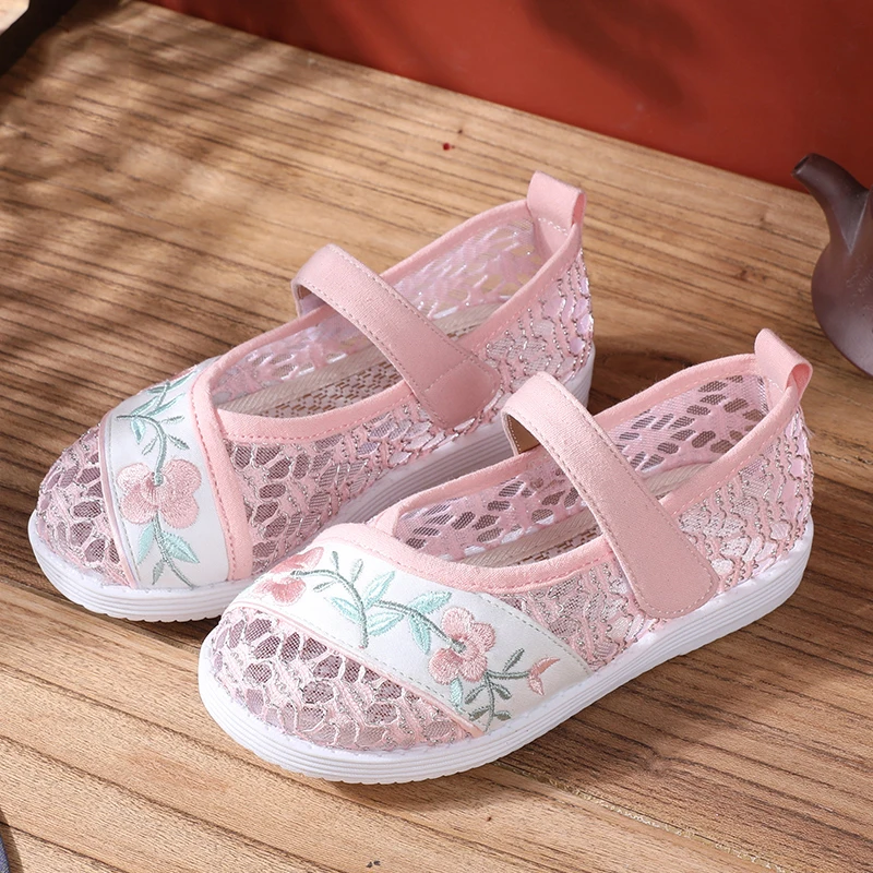 

Удобные мягкие детские танцевальные кроссовки YRZP, летняя женская обувь, сетчатые балетки белого и розового цвета для девочек