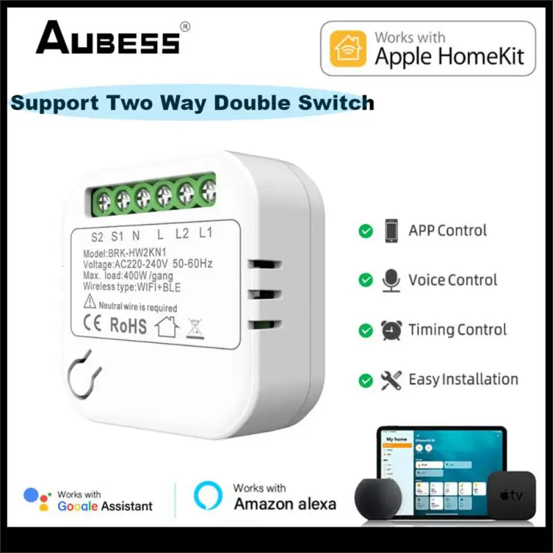 Aubess WIFI Smart 2way Double Switch Mini Interruptor Inteligente Voice Control Home Devices Via Alexa Google Home Homekit Apple
Aubess WIFI Smart 2way Double Switch Mini Interruptor Inteligente Voice Control Home Devices Via Alexa Google Home Homekit Apple