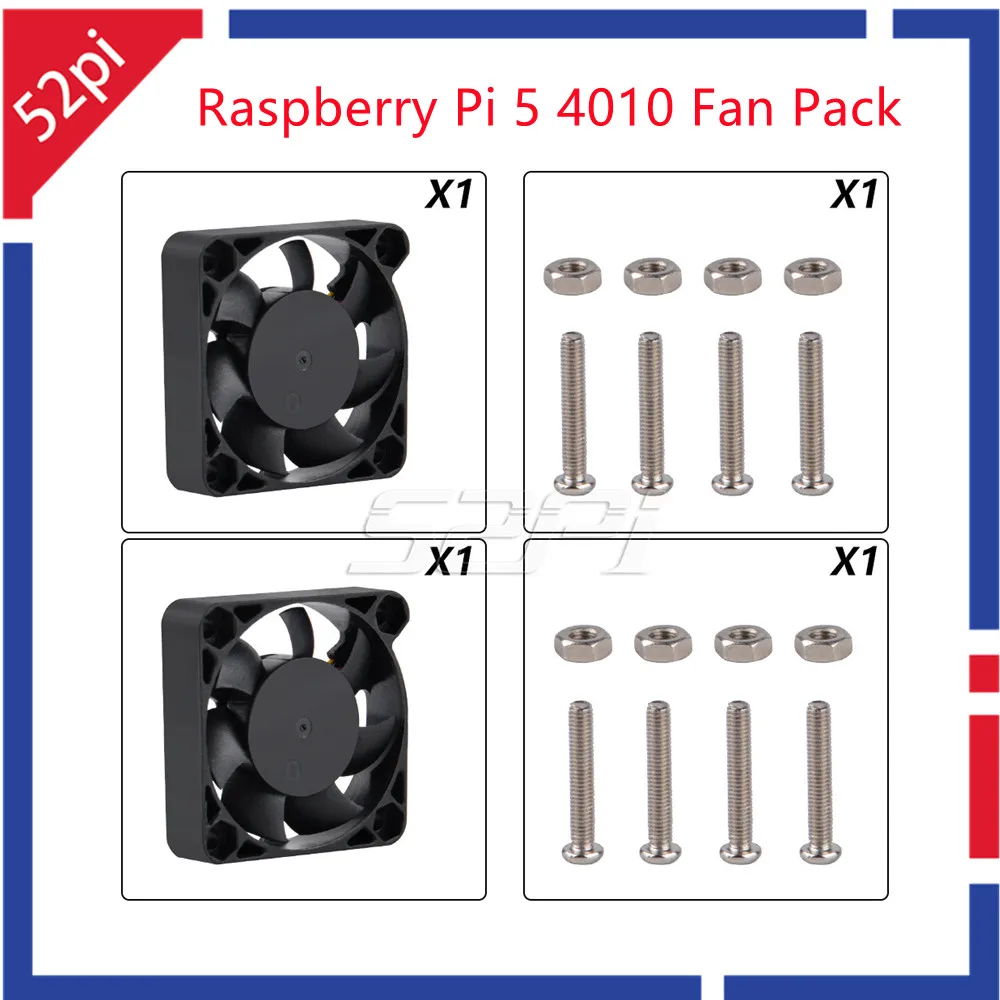 Raspberry PI 5 Fan Adjustable Speed 40*40*10mm 3 Wires Silent Cooling Fan 2 Set Raspberry PI 5 Heatsink
Raspberry PI 5 Fan Adjustable Speed 40*40*10mm 3 Wires Silent Cooling Fan 2 Set Raspberry PI 5 Heatsink